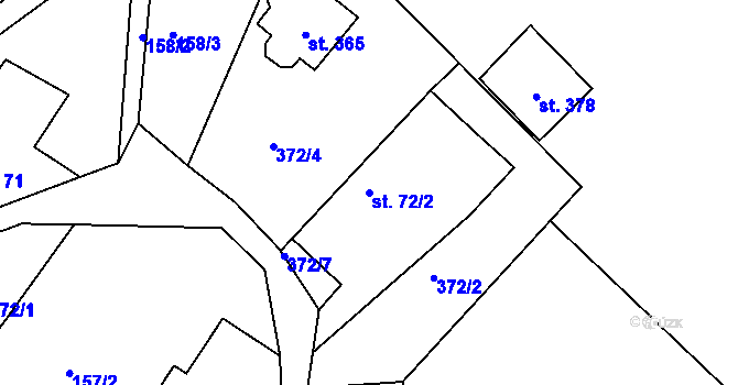 Parcela st. 72/2 v KÚ Radkov u Vítkova, Katastrální mapa