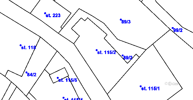 Parcela st. 115/2 v KÚ Radkov u Vítkova, Katastrální mapa