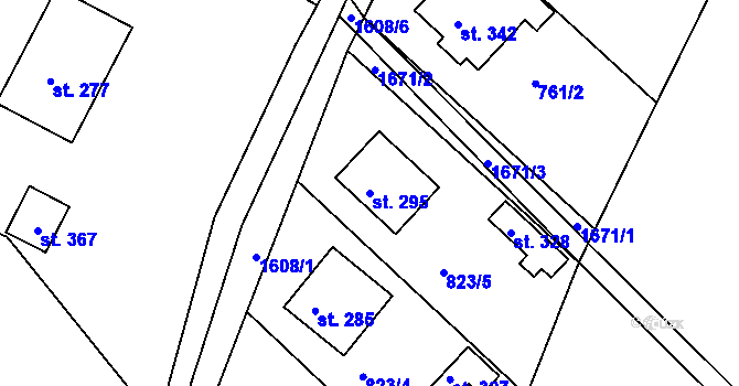 Parcela st. 295 v KÚ Radkov u Vítkova, Katastrální mapa