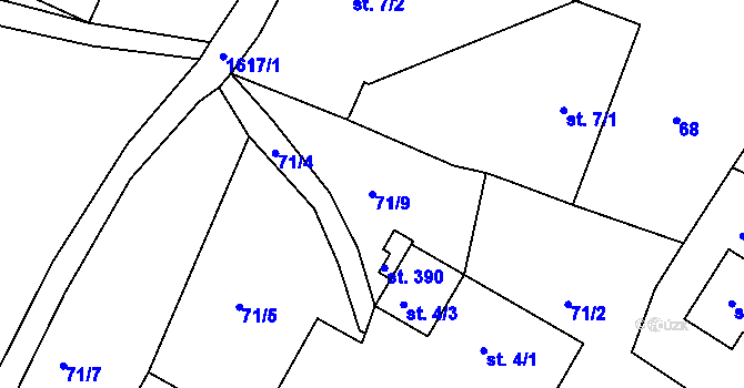 Parcela st. 71/9 v KÚ Radkov u Vítkova, Katastrální mapa