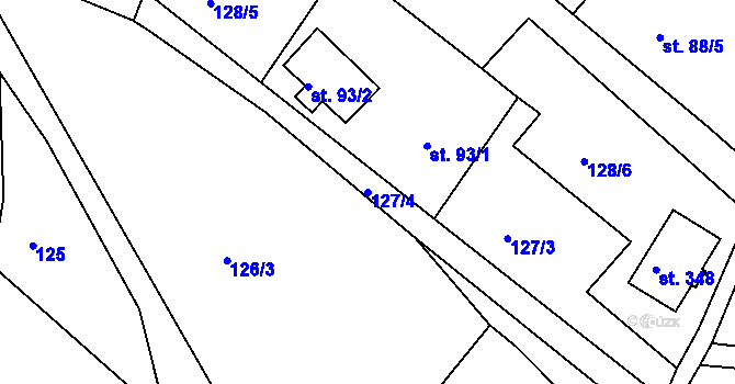 Parcela st. 127/4 v KÚ Radkov u Vítkova, Katastrální mapa