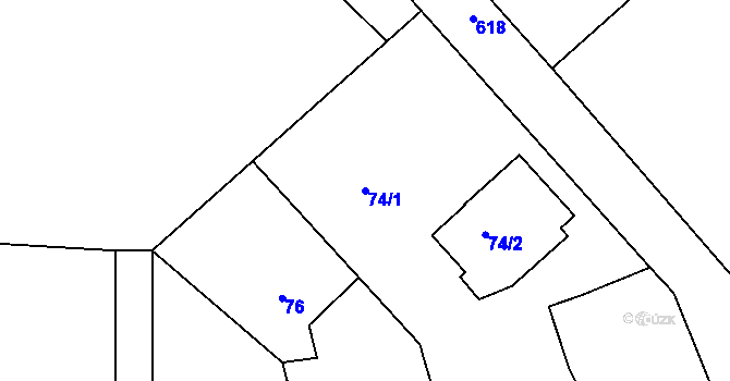 Parcela st. 74/1 v KÚ Radkova Lhota, Katastrální mapa