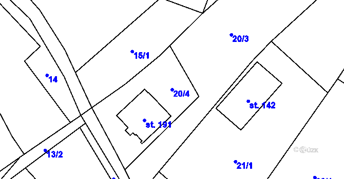 Parcela st. 20/4 v KÚ Radkovice u Hrotovic, Katastrální mapa
