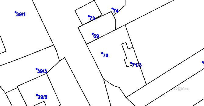Parcela st. 70 v KÚ Radkovy, Katastrální mapa