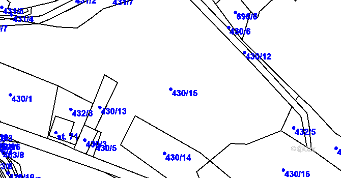 Parcela st. 430/15 v KÚ Radlice u Volfířova, Katastrální mapa