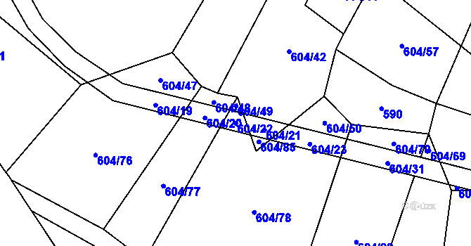 Parcela st. 604/22 v KÚ Radlice u Volfířova, Katastrální mapa