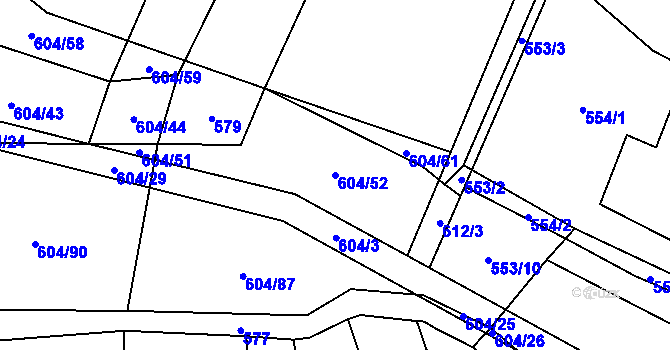 Parcela st. 604/52 v KÚ Radlice u Volfířova, Katastrální mapa