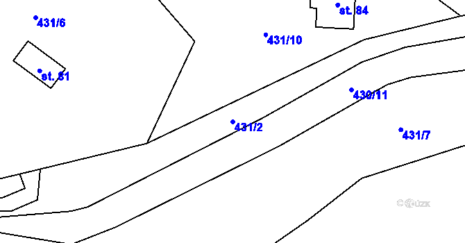 Parcela st. 431/2 v KÚ Radlice u Volfířova, Katastrální mapa