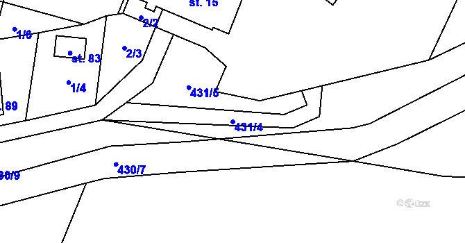 Parcela st. 431/4 v KÚ Radlice u Volfířova, Katastrální mapa