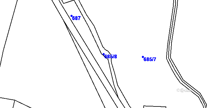 Parcela st. 685/8 v KÚ Radlice u Volfířova, Katastrální mapa