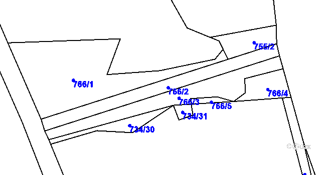 Parcela st. 766/2 v KÚ Radlice u Volfířova, Katastrální mapa