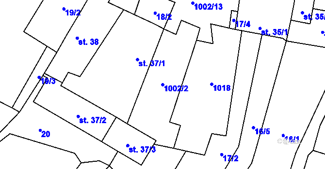 Parcela st. 1002/2 v KÚ Radlice u Volfířova, Katastrální mapa
