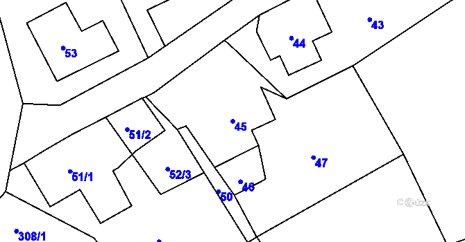 Parcela st. 45 v KÚ Rádlo, Katastrální mapa