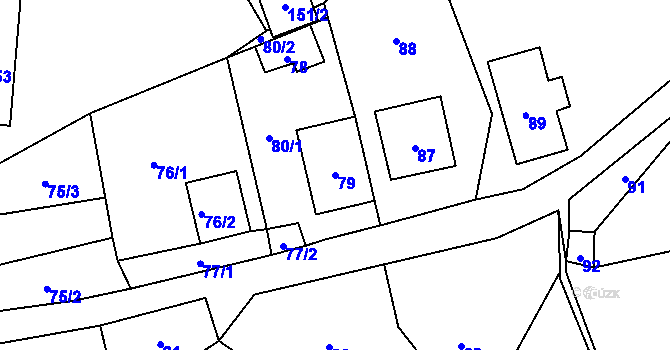 Parcela st. 79 v KÚ Rádlo, Katastrální mapa
