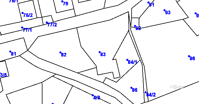 Parcela st. 83 v KÚ Rádlo, Katastrální mapa