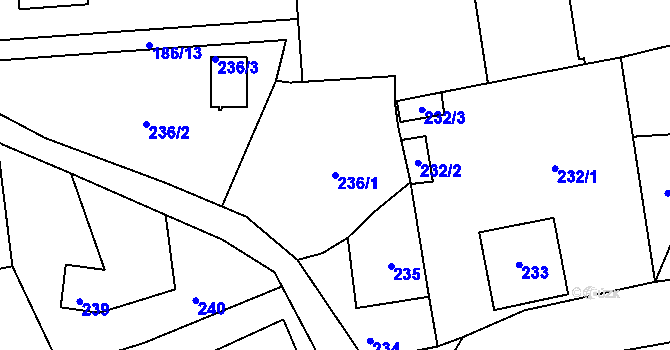 Parcela st. 236/1 v KÚ Rádlo, Katastrální mapa