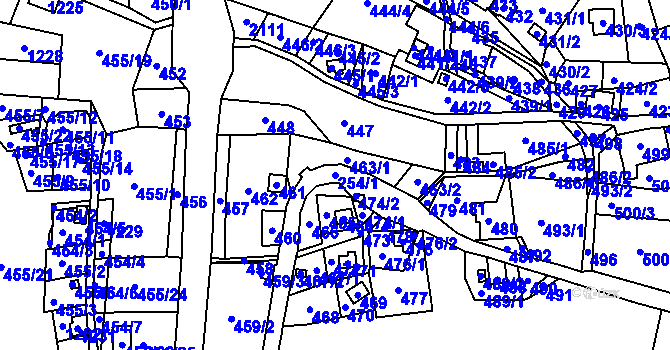 Parcela st. 254/1 v KÚ Rádlo, Katastrální mapa