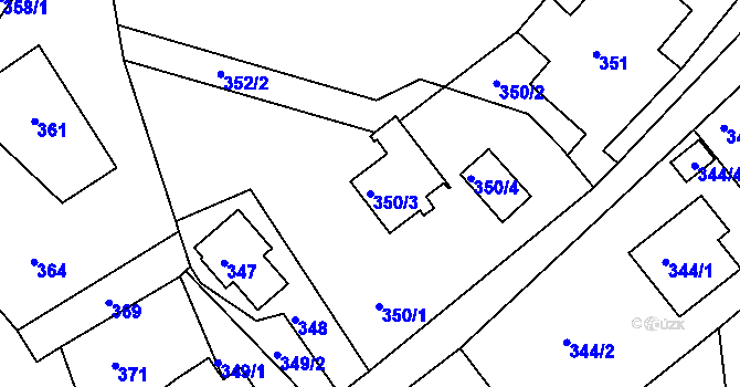 Parcela st. 350/3 v KÚ Rádlo, Katastrální mapa