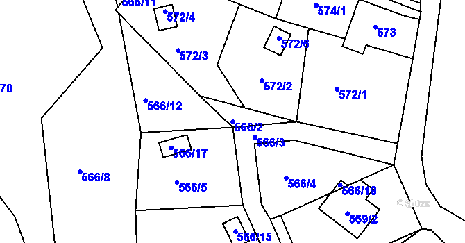 Parcela st. 566/2 v KÚ Rádlo, Katastrální mapa