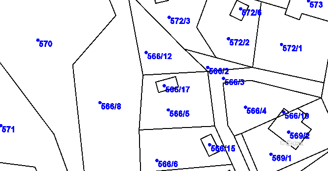 Parcela st. 566/17 v KÚ Rádlo, Katastrální mapa