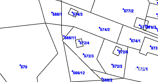 Parcela st. 572/4 v KÚ Rádlo, Katastrální mapa
