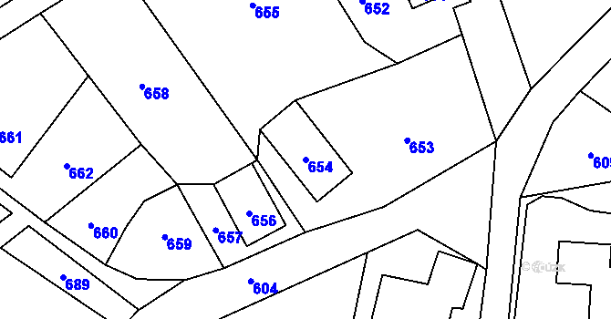 Parcela st. 654 v KÚ Rádlo, Katastrální mapa