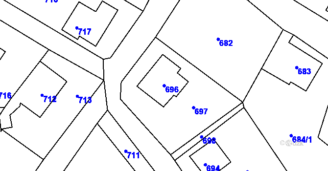 Parcela st. 696 v KÚ Rádlo, Katastrální mapa