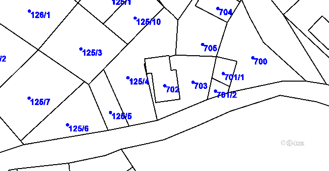 Parcela st. 702 v KÚ Rádlo, Katastrální mapa