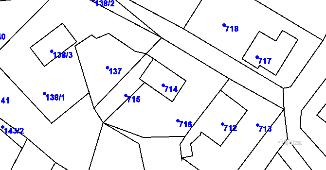 Parcela st. 714 v KÚ Rádlo, Katastrální mapa