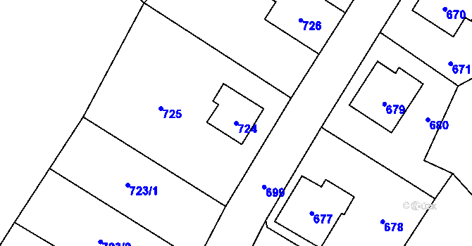 Parcela st. 724 v KÚ Rádlo, Katastrální mapa
