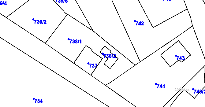 Parcela st. 738/2 v KÚ Rádlo, Katastrální mapa