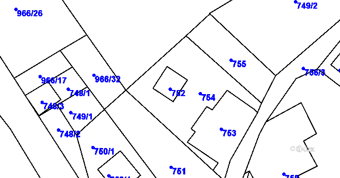 Parcela st. 752 v KÚ Rádlo, Katastrální mapa