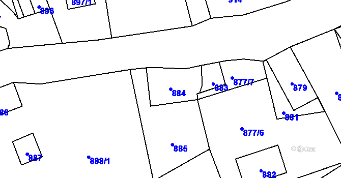 Parcela st. 884 v KÚ Rádlo, Katastrální mapa