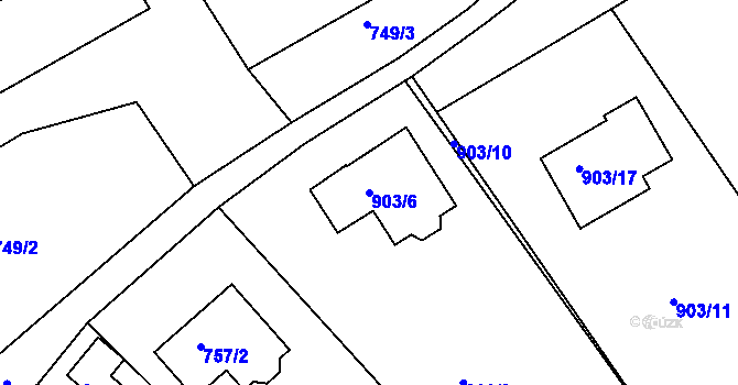 Parcela st. 903/6 v KÚ Rádlo, Katastrální mapa