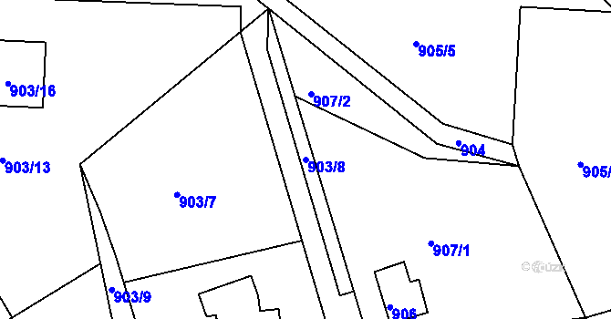 Parcela st. 903/8 v KÚ Rádlo, Katastrální mapa