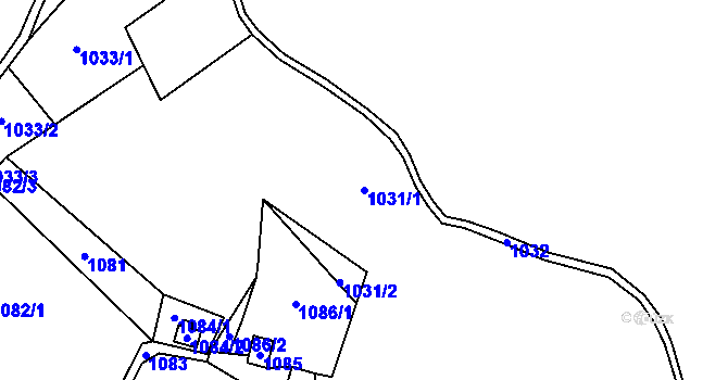 Parcela st. 1031/1 v KÚ Rádlo, Katastrální mapa