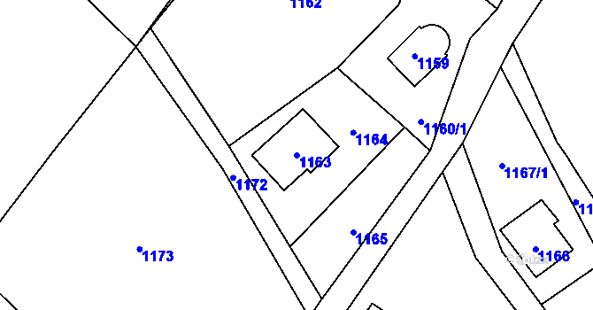Parcela st. 1163 v KÚ Rádlo, Katastrální mapa