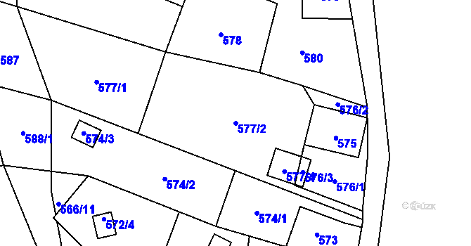 Parcela st. 577/2 v KÚ Rádlo, Katastrální mapa