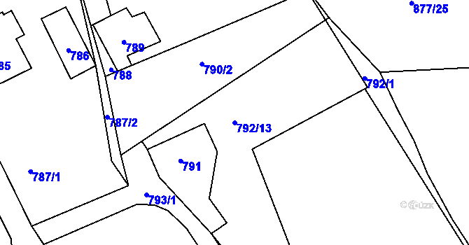Parcela st. 792/13 v KÚ Rádlo, Katastrální mapa