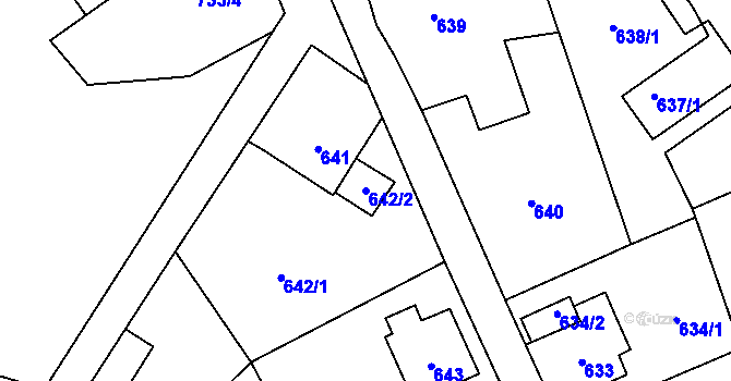 Parcela st. 642/2 v KÚ Rádlo, Katastrální mapa