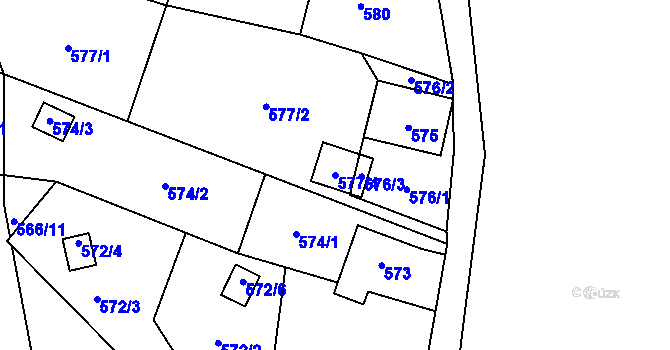 Parcela st. 577/4 v KÚ Rádlo, Katastrální mapa