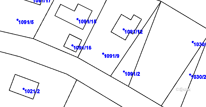 Parcela st. 1091/9 v KÚ Rádlo, Katastrální mapa