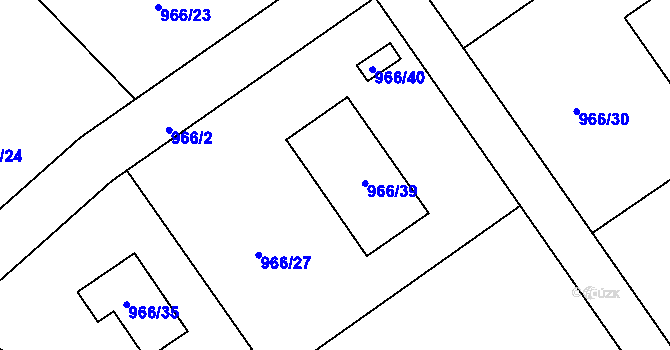 Parcela st. 966/27 v KÚ Rádlo, Katastrální mapa