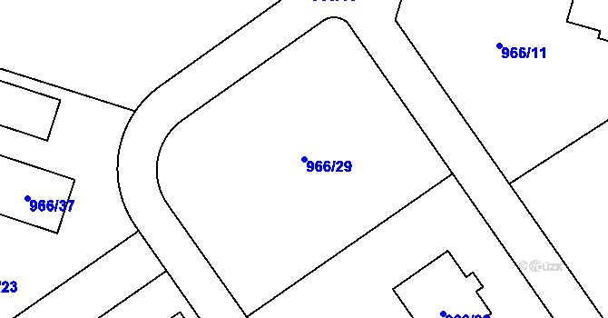 Parcela st. 966/29 v KÚ Rádlo, Katastrální mapa