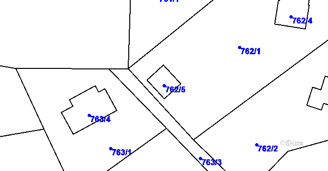 Parcela st. 762/5 v KÚ Rádlo, Katastrální mapa