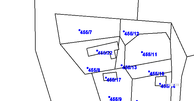 Parcela st. 455/22 v KÚ Rádlo, Katastrální mapa