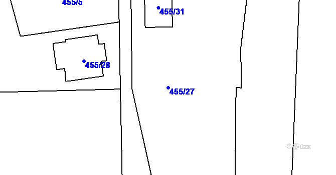 Parcela st. 455/27 v KÚ Rádlo, Katastrální mapa