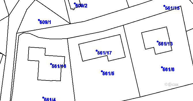 Parcela st. 561/17 v KÚ Rádlo, Katastrální mapa