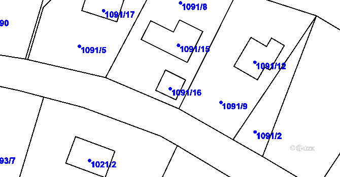 Parcela st. 1091/16 v KÚ Rádlo, Katastrální mapa