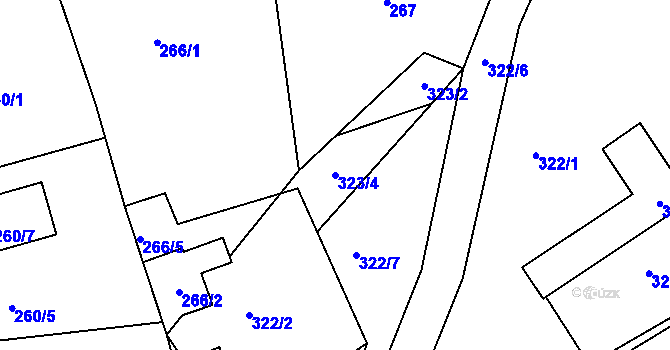 Parcela st. 323/4 v KÚ Rádlo, Katastrální mapa